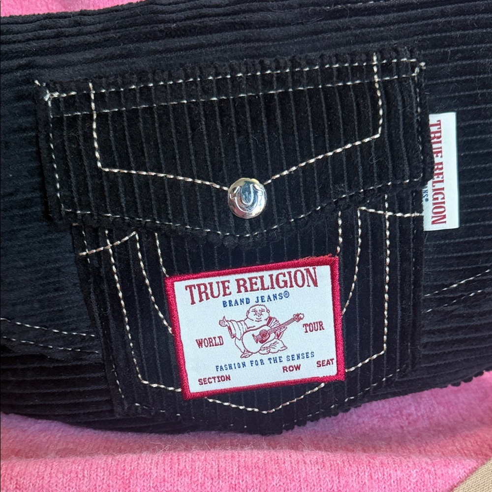 True Religion Black Crescent Shoulder Bag with Cream Strap - Picture 8 of 11
